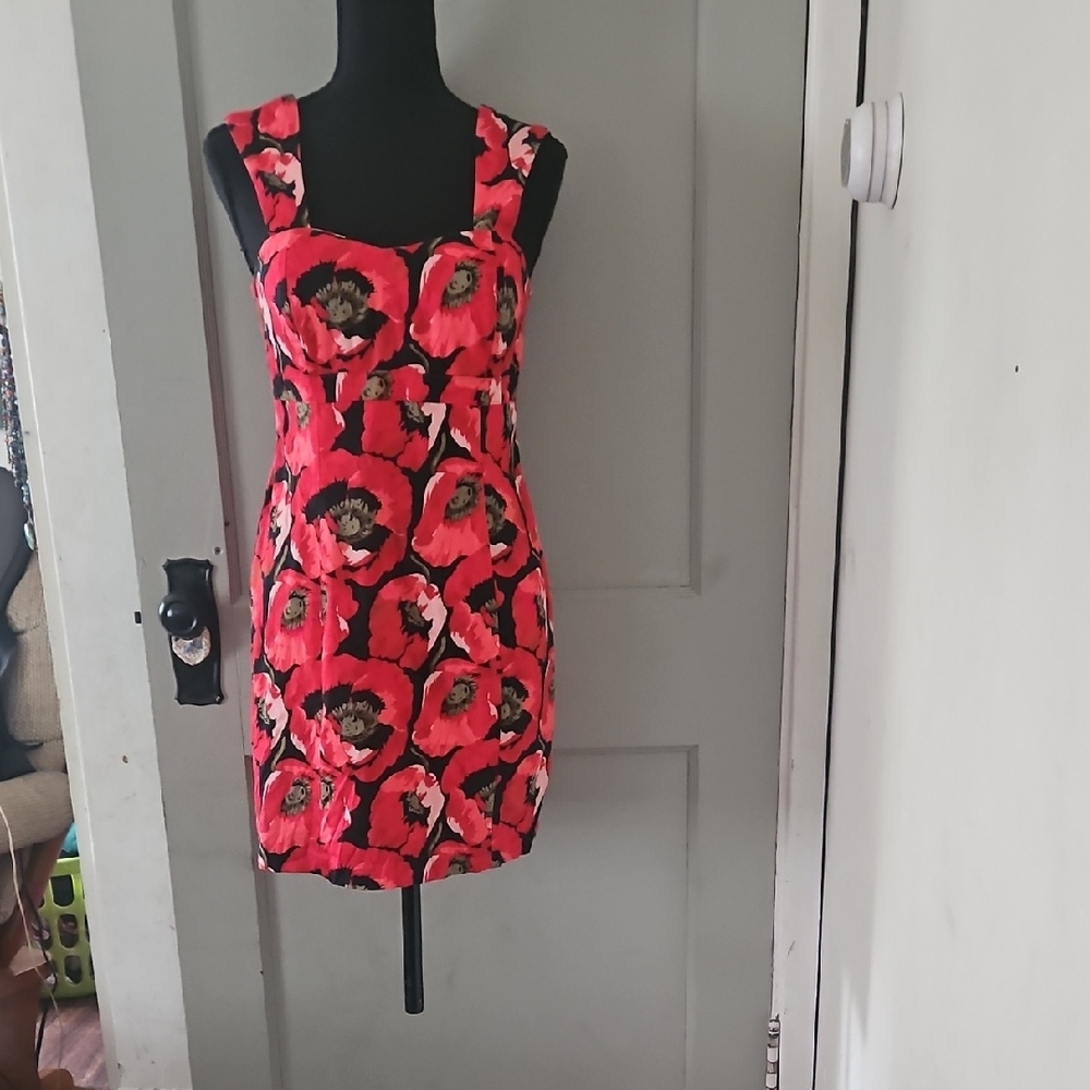 Ixiah Red Sheath Mini Dress Square Neck Sleeveless